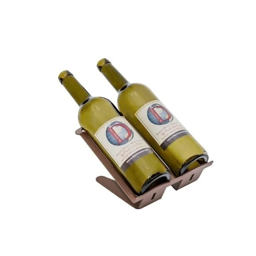 Lot of 5 Di Prima Italy 2-Bottle Corten/Farmhouse Brown Metal Table Wine Racks